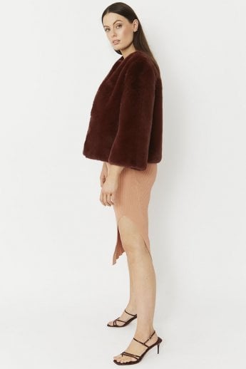 JAYLEY Chocolate Faux Fur Jacket