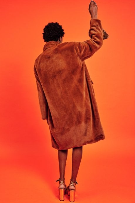 JAYLEY Chocolate Faux Fur Oversized Coat