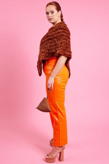 JAYLEY Chocolate Faux Fur Poncho