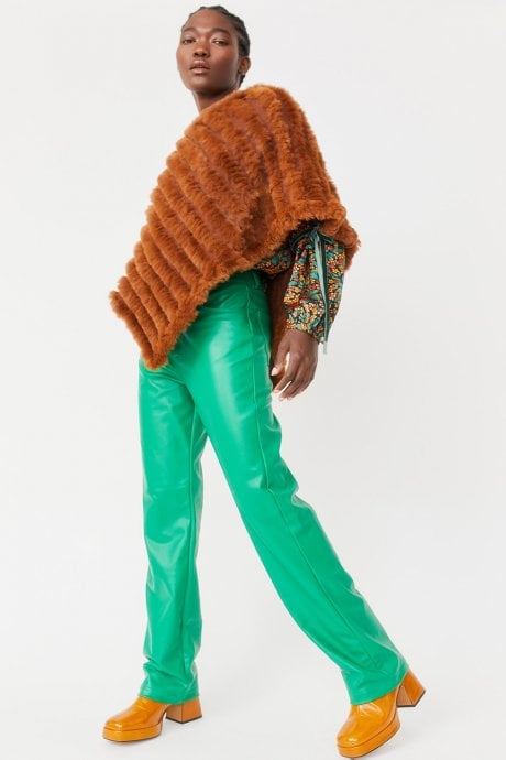 JAYLEY Chocolate Faux Fur Poncho