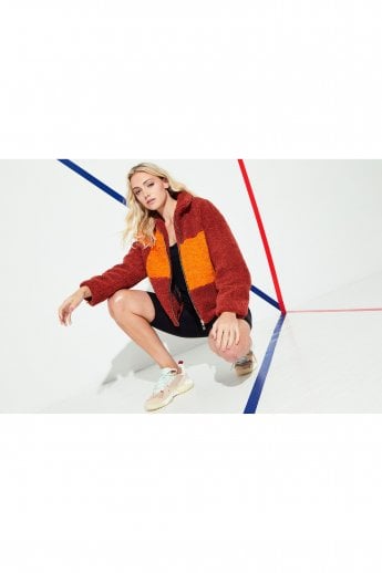 JAYLEY Chocolate Faux Shearling Zip Jacket