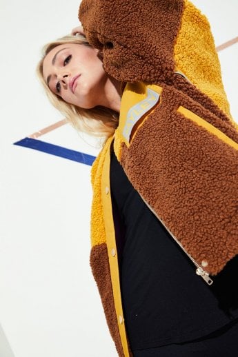 JAYLEY Chocolate Shearling Zip Up Jacket