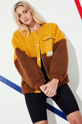 JAYLEY Chocolate Shearling Zip Up Jacket
