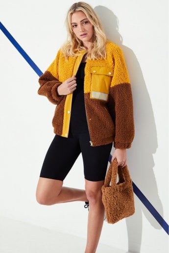 JAYLEY Chocolate Shearling Zip Up Jacket