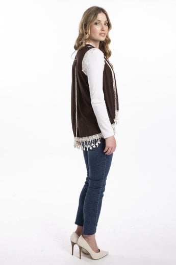 JAYLEY Chocolate Vintage Rose Gilet | Waistcoat