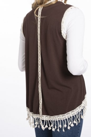 JAYLEY Chocolate Vintage Rose Gilet | Waistcoat
