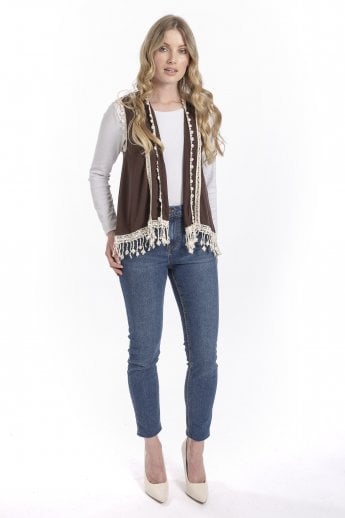 JAYLEY Chocolate Vintage Rose Gilet | Waistcoat