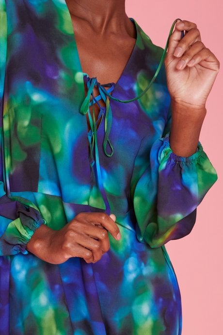 JAYLEY Cleo Silk Blend Maxi Shift Dress