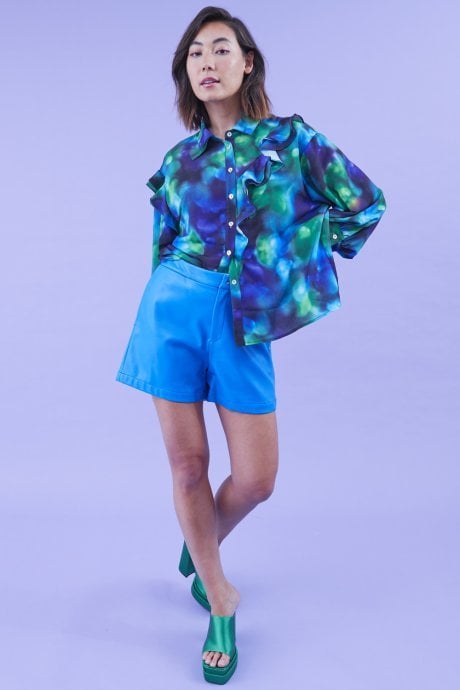 JAYLEY Cleo Silk Blend Ruffle Shirt