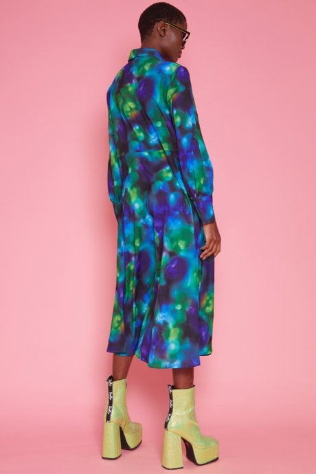 JAYLEY Cleo Silk Blend Shirt Maxi Dress