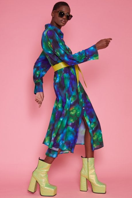 JAYLEY Cleo Silk Blend Shirt Maxi Dress