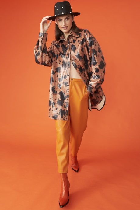 JAYLEY Cow Print Chocolate Brown Oversized Shacket