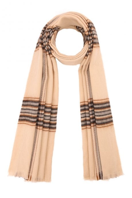 JAYLEY Cream and Grey Cashmere Blend Check Scarf