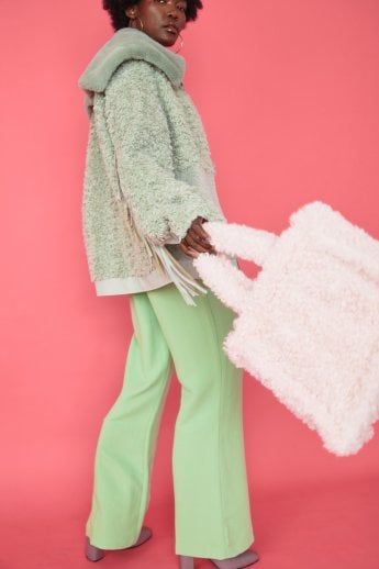 JAYLEY Cream Borg Tote Bag