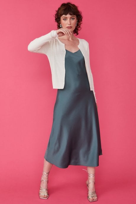 JAYLEY Cream Cashmere & Banana Peel Ribbed Cardigan