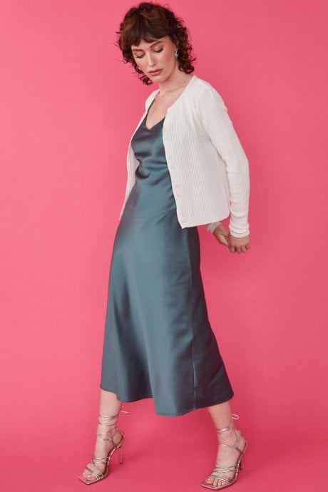 JAYLEY Cream Cashmere & Banana Peel Ribbed Cardigan