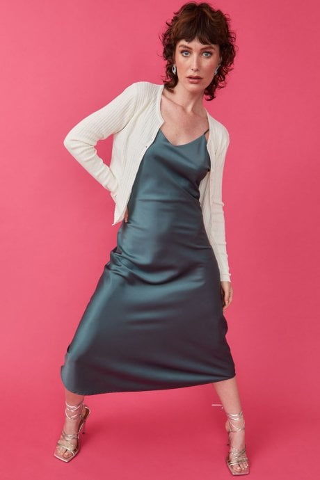 JAYLEY Cream Cashmere & Banana Peel Ribbed Cardigan
