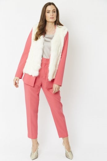 JAYLEY Cream Cashmere Blend Faux Fur Gilet | Waistcoat