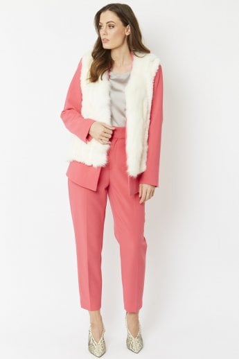 JAYLEY Cream Cashmere Blend Faux Fur Gilet | Waistcoat