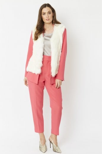JAYLEY Cream Cashmere Blend Faux Fur Gilet | Waistcoat