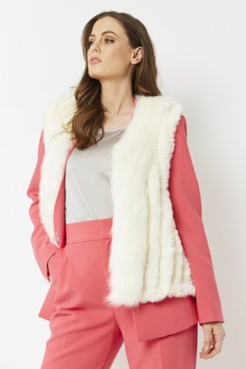JAYLEY Cream Cashmere Blend Faux Fur Gilet | Waistcoat