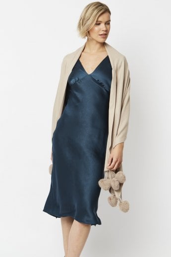 JAYLEY Cream Cashmere Blend Wrap With Heart Poms