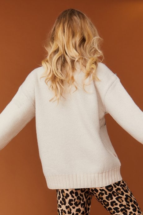 JAYLEY Cream Cashmere & Wool Blend Christmas Jumper