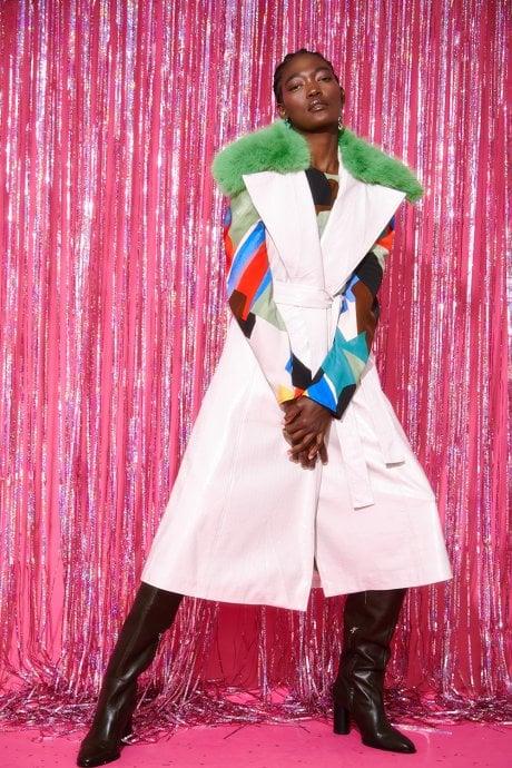 JAYLEY Cream Eco Leather Gilet | Waistcoat With Removable Fur Collar