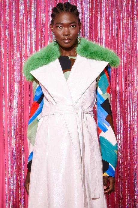 JAYLEY Cream Eco Leather Gilet | Waistcoat With Removable Fur Collar