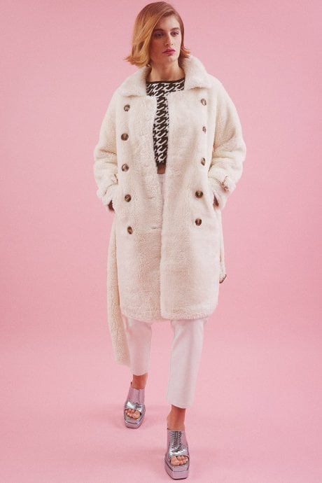 JAYLEY Cream Faux Fur Coat