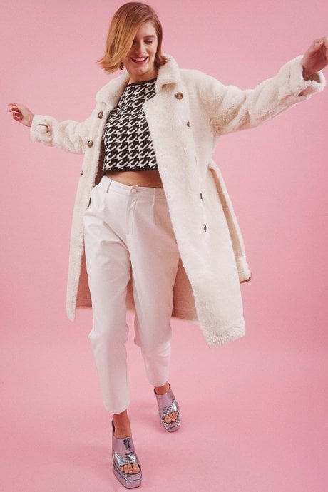 JAYLEY Cream Faux Fur Coat