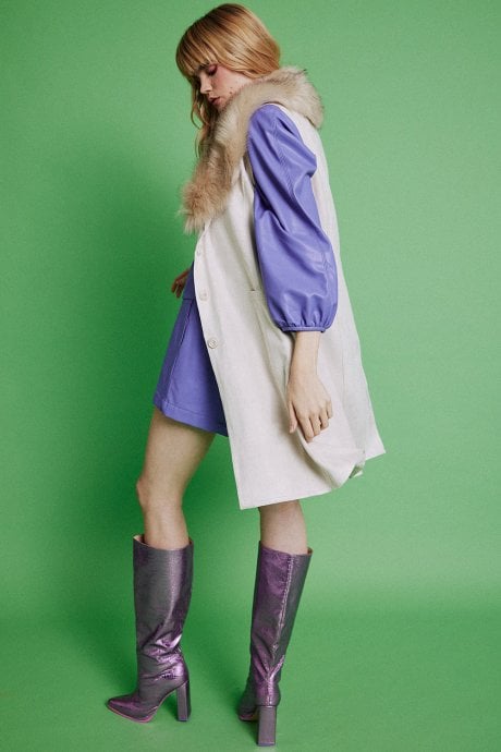 JAYLEY Cream Faux Fur Faux Suede Gilet | Waistcoat