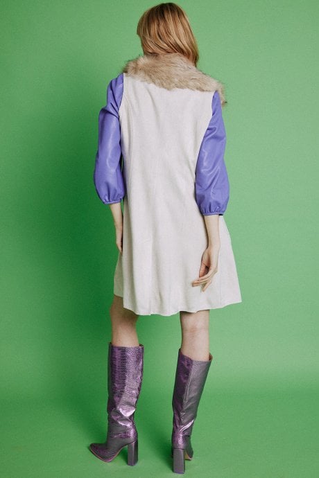 JAYLEY Cream Faux Fur Faux Suede Gilet | Waistcoat