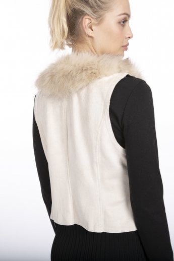 JAYLEY Cream Faux Fur Faux Suede Gilet | Waistcoat