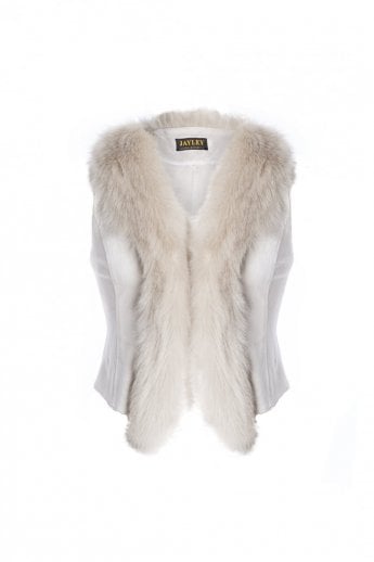 JAYLEY Cream Faux Fur Faux Suede Gilet | Waistcoat