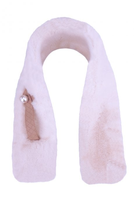 JAYLEY Cream Faux Fur Scarf with Pearl Detail