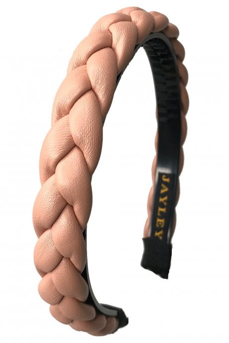 JAYLEY Cream Faux Leather Plait Headband