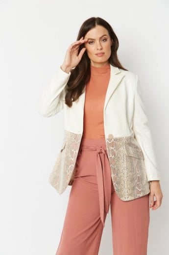 JAYLEY Cream Faux Suede Jacket