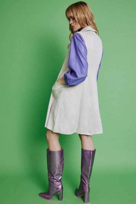 JAYLEY Cream Faux Suede Long Length Gilet | Waistcoat