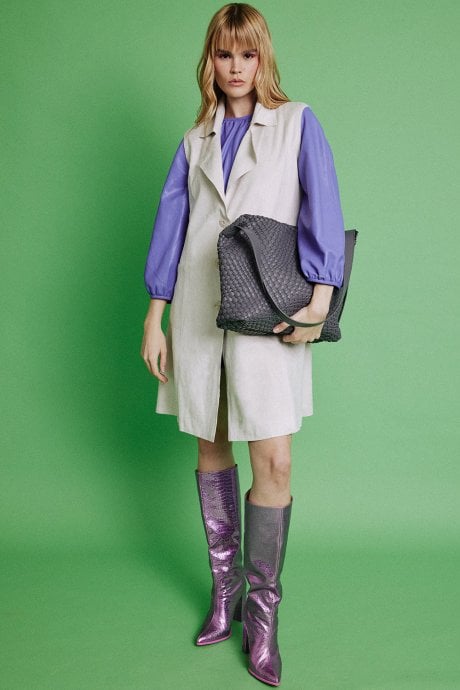 JAYLEY Cream Faux Suede Long Length Gilet | Waistcoat