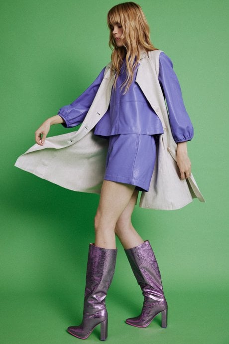 JAYLEY Cream Faux Suede Long Length Gilet | Waistcoat