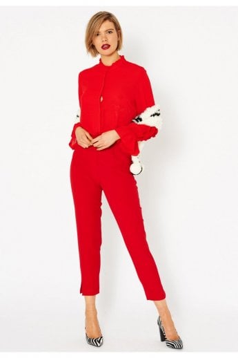 JAYLEY Cream Hand Knitted Faux Fur Scarf