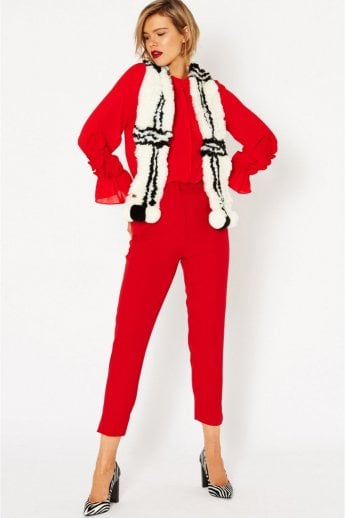 JAYLEY Cream Hand Knitted Faux Fur Scarf