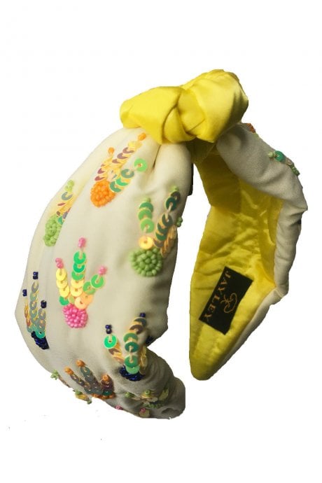 JAYLEY Cream Hand Made Embroidery Headband With Knot Detailing