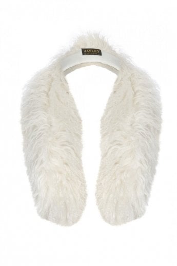 JAYLEY Cream Mongolian Fur Collar