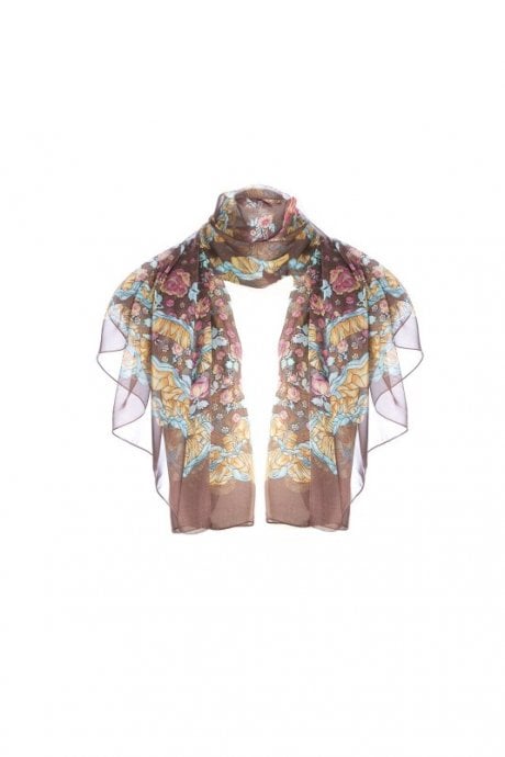 JAYLEY Cream Patterned Silk Chiffon Scarf