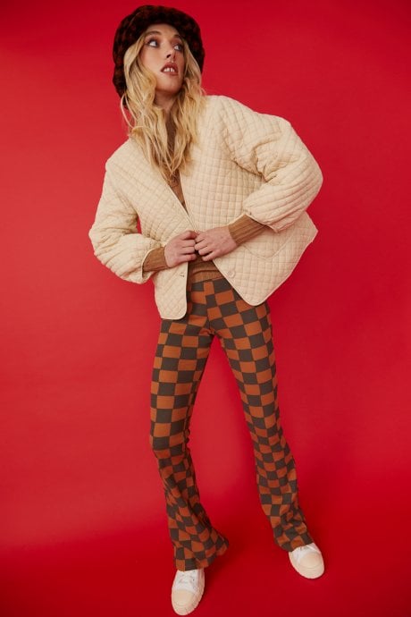 JAYLEY Cream Quilted Oversized Down Jacket