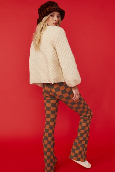 JAYLEY Cream Quilted Oversized Down Jacket