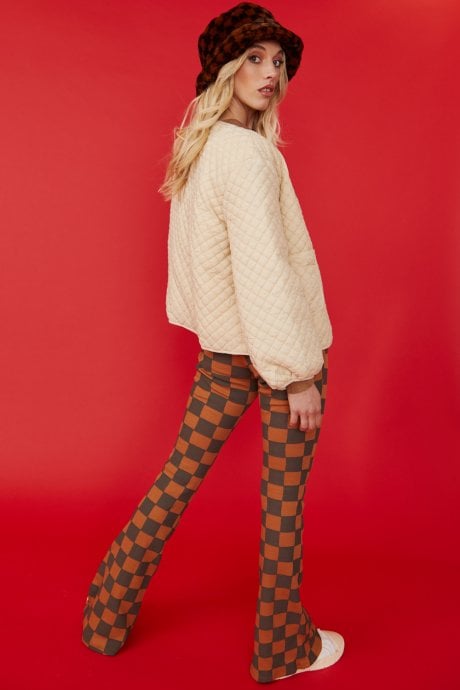 JAYLEY Cream Quilted Oversized Down Jacket