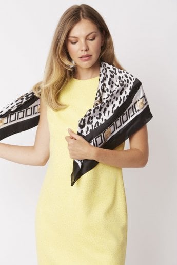 JAYLEY Cream Silk Blend Animal Print Scarf